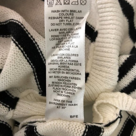 Asos Womens Sweater Rounded Hem Striped Button Detail Black White Size 2 - Picture 5 of 5